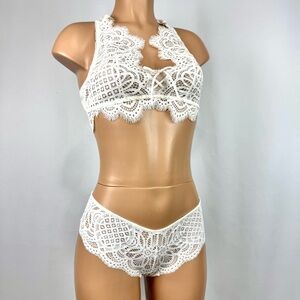 Victorias Secret Dream Angels Ivory Lace Set Bralette & Panties Size M Whimsical